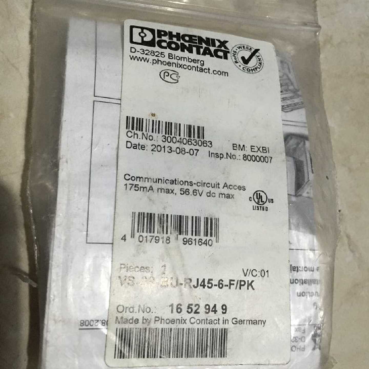 议价* VS-08-BU-RJ45-6-F/PK 1652949 菲尼克斯 连接器 全新原装