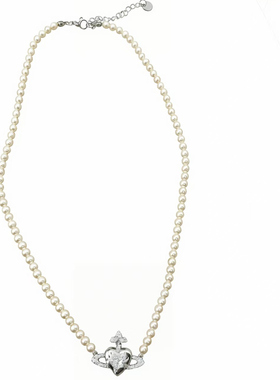 轻奢珍珠爱心吊坠锁骨链女款