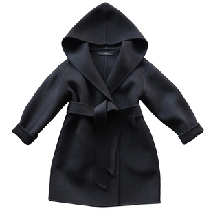 UL双面羊绒羊毛呢大衣呢子外套秋冬季女宝宝男童女童小童儿童大童