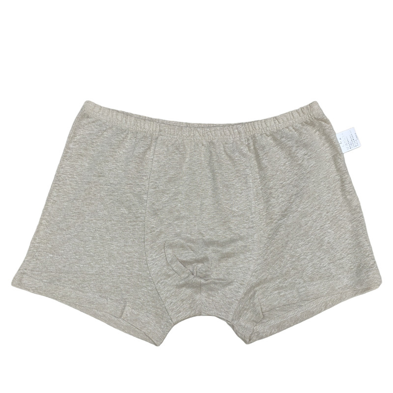 男100%汉麻针织纯色平角内裤 舒适宽松吸汗透气爸爸平角短裤裤衩