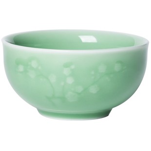 龙泉青瓷米饭碗家用陶瓷中式创意餐具小米粥碗4.5英寸酒店饭碗