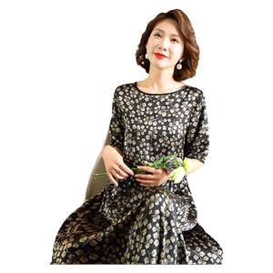 迪芬·璐嘉气质优雅真丝连衣裙女