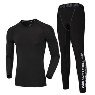 运动紧身衣男长袖跑步健身服套装速干高弹加绒训练裤篮球内衣足球