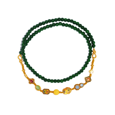 新中式国潮项链女复古祖母绿