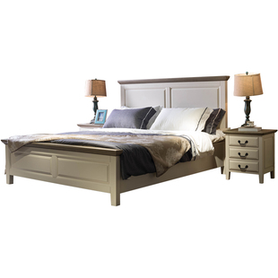 美式法式实木床地中海白色全实木双人床结婚床轻奢主卧床全实木床