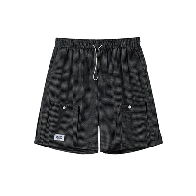 GEEEKPANDA宽松松紧腰格子短裤