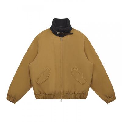 EMPTY REFERENCE 棕黄洗水毛领皮带调节扣重磅充棉夹克棉服外套