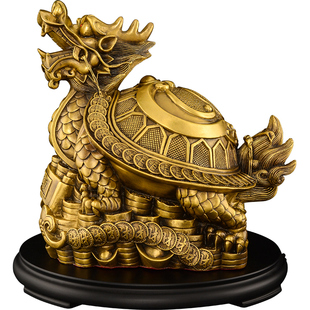 黄铜仙鹤摆件龟鹤延年门鹤双鹤踩龟祝寿礼品工艺品家居装饰摆件