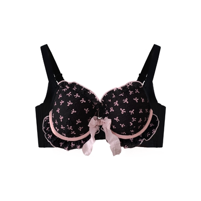 满印纯欲蝴蝶结大码文胸女士