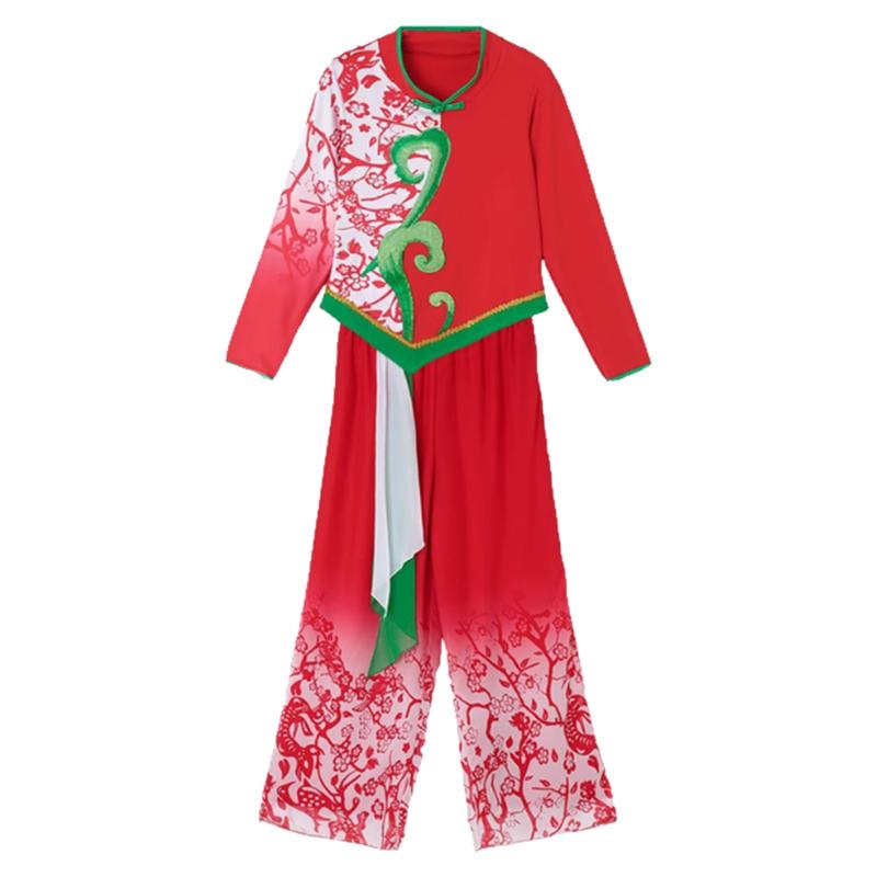秋冬加绒广场舞服装新款古典扇子舞表演出跳舞服装舞蹈秧歌女套装