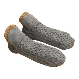 冬季暖脚神器男士保暖毛线地板袜加绒加厚防滑袜套成人居家暖脚袜