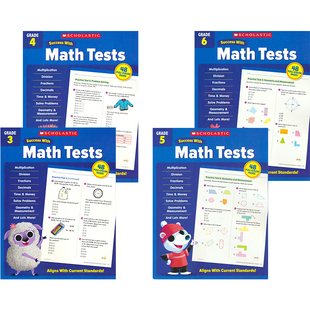 Scholastic Success with Math Tests 美国学乐成功系列数学全彩版 3-6年级 数学考试测试题 数学加减法 几何与测量 英文原版进口