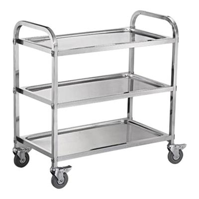 米凯不锈钢餐车小推车收餐车幼儿园移动三层餐厅上菜车厂家定制