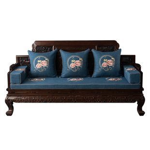 新中式红实木头沙发坐垫高密度海绵罗汉床椅子垫套罩高端防滑定制