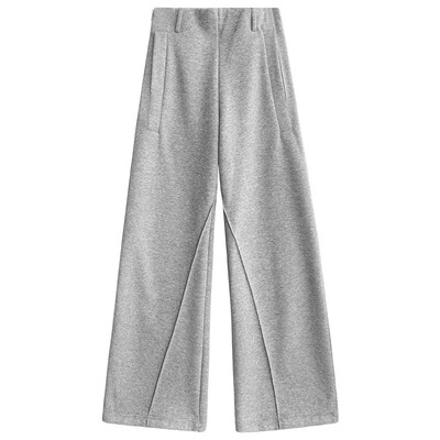 灰色低腰加绒微喇裤女秋