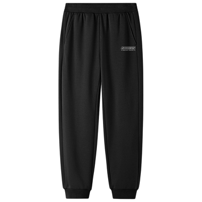 斯凯奇2025冬新款男子加绒裤子宽松针织长裤黑色束脚裤休闲运动裤