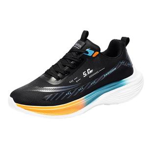 男鞋冬季运动初中学生休闲体测跑步减震轻便软底超轻黑色老爹跑鞋