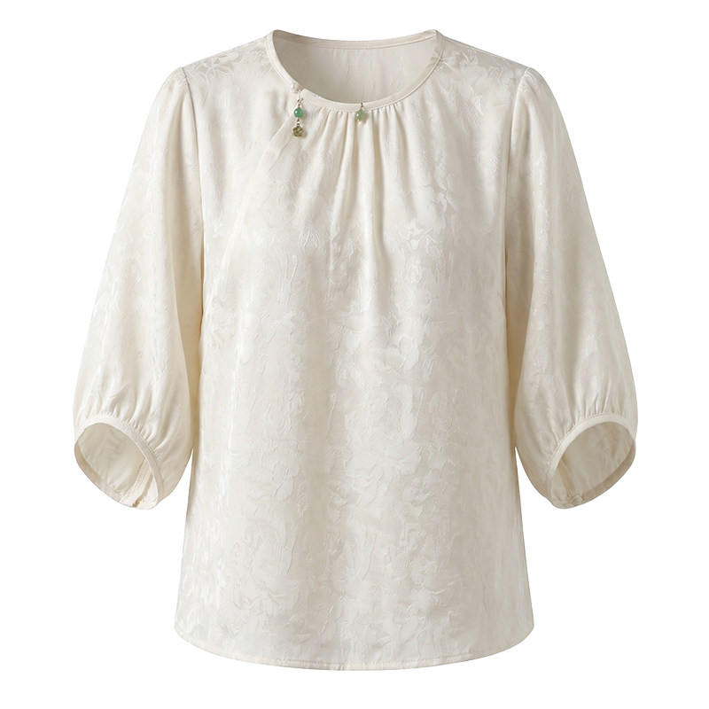 宽松桑波缎纯色100%桑蚕丝上衣