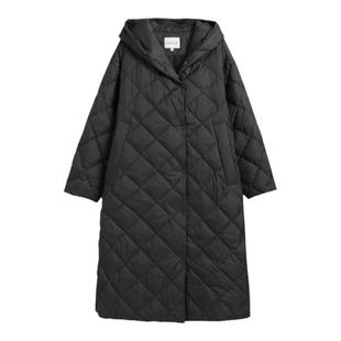 蒲PUKKA 保暖连帽羽绒服女年冬装廓形简约风格长款外套