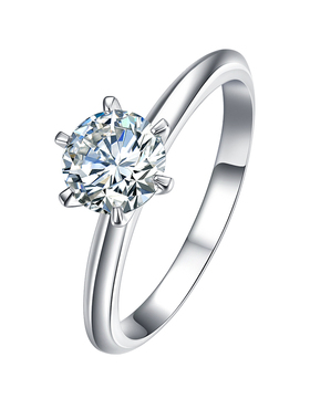 周丽莱戒指女s925银女克拉六爪