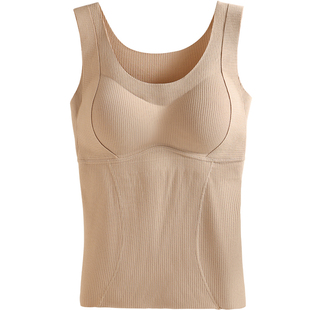 冬季羊绒暖姜发热保暖背心女带胸垫2025新款一体免穿文胸打底内搭