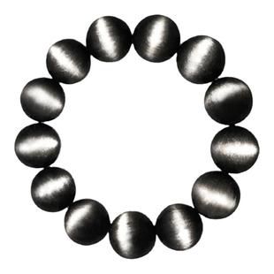 收藏级天然银曜石手串双猫眼男女同款墨西哥黑耀石手链108颗佛珠