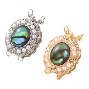 18K包金微镶鲍鱼贝白贝插扣手工diy珍珠手链项链双排白金色收尾扣