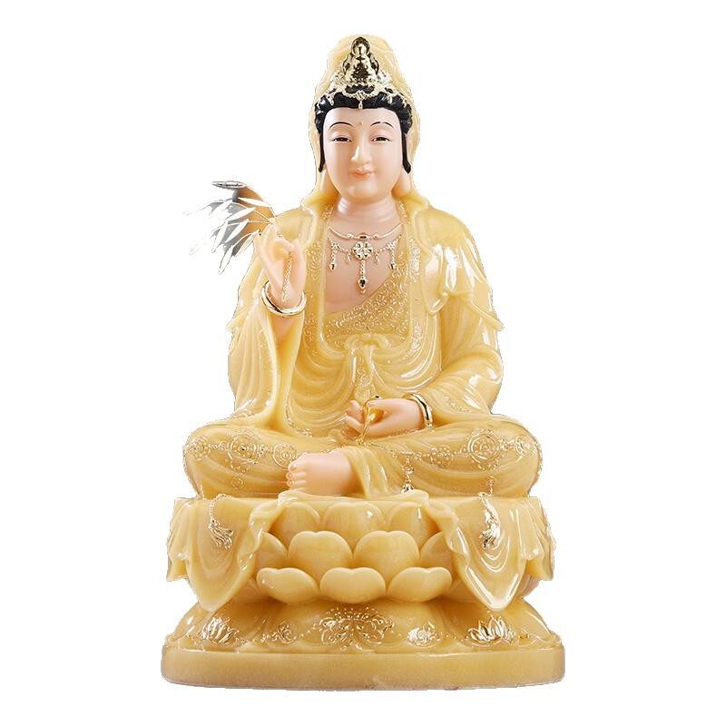 黄玉镶金观世音菩萨佛像佛堂供奉