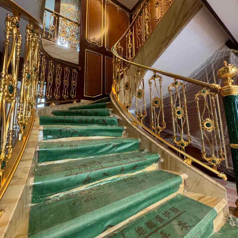 别墅楼梯扶手栏杆新中式室内家用铝艺铝合金楼梯扶手栏杆包安装