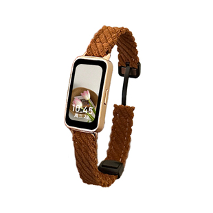 适用华为手环11/10/9表带8NFC新款灯芯绒腕带荣耀手环band7/6pro编织磁吸男女撞色六七八九代秋冬替换带配件