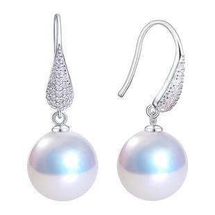 黛米珠宝 玺楠12-13mm正圆大珍珠耳环S925银媲美澳白耳钉-配证书