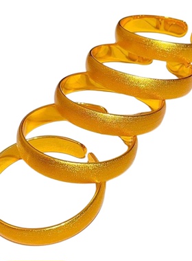 金店同款古法沙金时尚百搭仿真金高保色久不掉12mm磨砂轮胎手镯