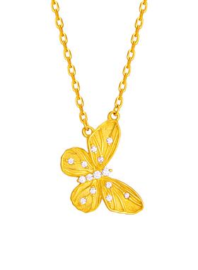 银项链精工肌理感蝴蝶项链