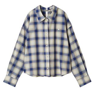 LILY BROWN2025秋冬新品复古格纹翻领后系带落肩衬衫LWFT254026