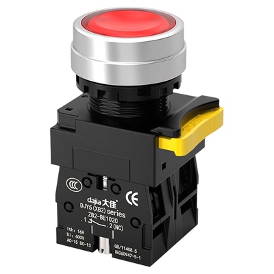 大佳Y5按钮自复位带灯开关 电源启动XB2-10122mm自锁触点常开常闭