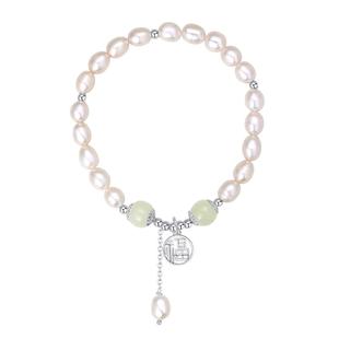 925纯银福牌天然珍珠手链女和田玉银手串送闺蜜女友生日礼物手镯