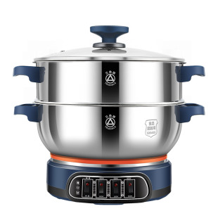 三角牌304不锈钢电炒锅加厚多功能家用蒸煮一体电热锅大容量电锅