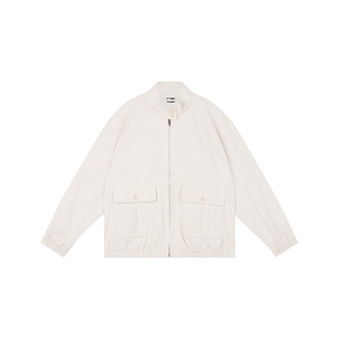 oneup插肩短款立领外套女秋冬季小个子宽松美式莱赛尔亚麻夹克