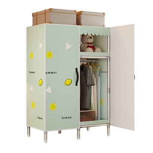 简易开门式磁吸衣柜家用卧室布衣柜出租房用钢管加粗加固钢架衣橱