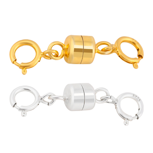 S925纯银项链磁吸扣配件diy穿珍珠手链弹簧扣头串珠链条强力扣子