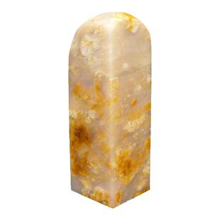 天然印石产地巴林石小妖章料黄花冻石印章篆刻石料15*15mm