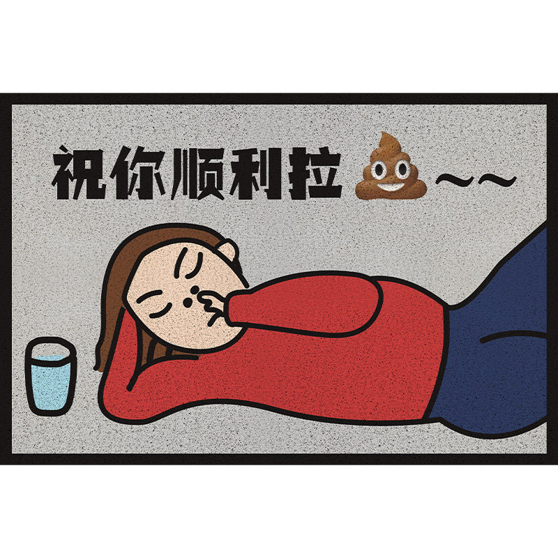 抖音同款顺利拉屎创意文字地垫入户门门口地毯耐磨防滑蹭土脚垫子