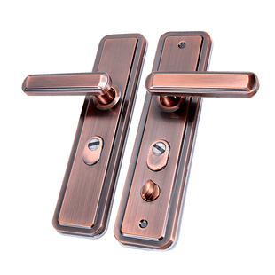 加厚防盗门门把手面板拉手大门门锁家用通用型红古铜双开门锁配件