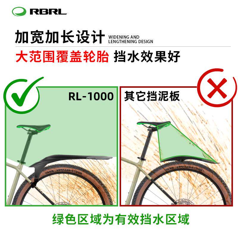 RBRL自行车挡泥板加长款快拆设计适合山地车26-29寸