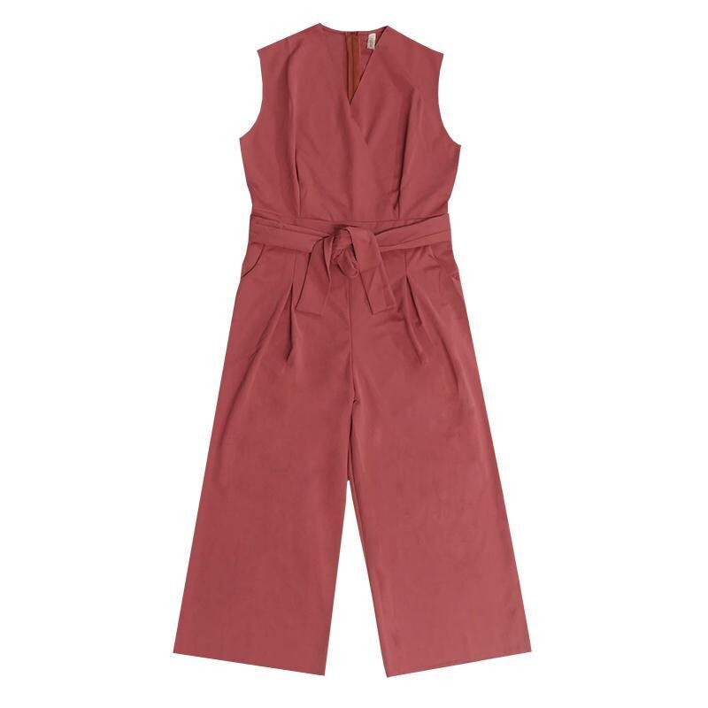 OL背心连体裤女夏2025年新款韩范长裤子夏季宽松纯色阔腿裤连衣裤