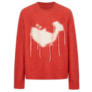 【自在新年】phkarin橘红福鱼提花软糯圆领套头毛衣女冬通勤