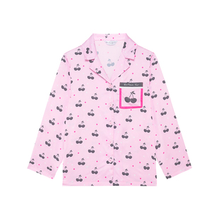 明星同款 RooMance汝曼司 芭比樱桃印花绸缎睡衣女款秋冬家居服