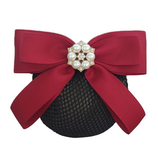 护士发网职业头花上班蝴蝶结发夹餐饮前台发夹工作发花网兜发卡