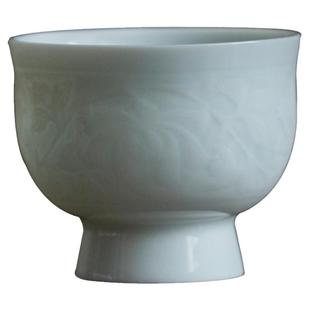 寻心复古仿宋湖田窑影青刻花压手杯酒杯单杯主人杯陶瓷茶杯品茗杯