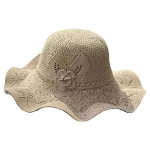 花朵遮阳帽子女夏季新款镂空时尚网红百搭太阳帽透气遮脸防晒盆帽